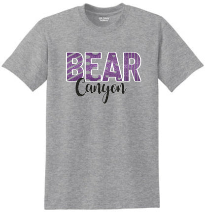 Bear Canyon Basic Tee FANCY Design- Matte or Glitter