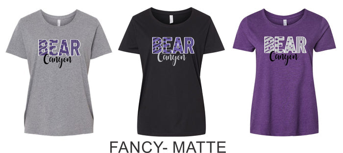 Bear Canyon Curvy Ladies Tee- Matte or Glitter- 4 Designs