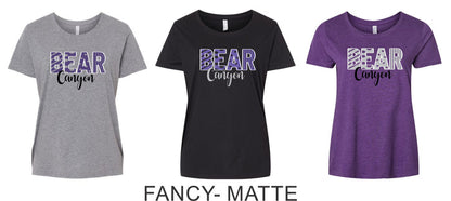 Bear Canyon Curvy Ladies Tee- Matte or Glitter- 4 Designs