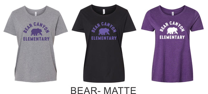 Bear Canyon Curvy Ladies Tee- Matte or Glitter- 4 Designs
