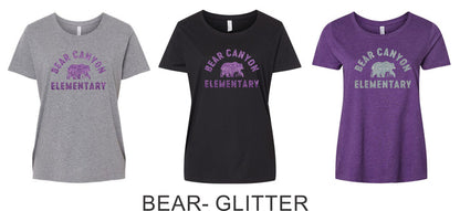 Bear Canyon Curvy Ladies Tee- Matte or Glitter- 4 Designs