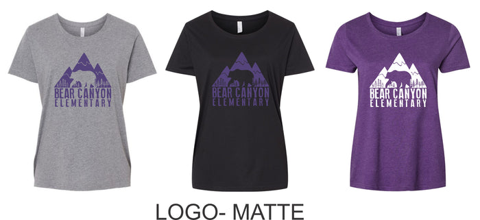 Bear Canyon Curvy Ladies Tee- Matte or Glitter- 4 Designs