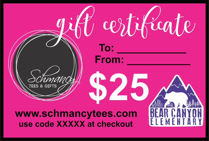 Bear Canyon Gift Certificate