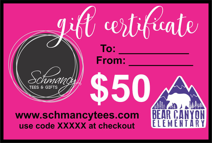 Bear Canyon Gift Certificate