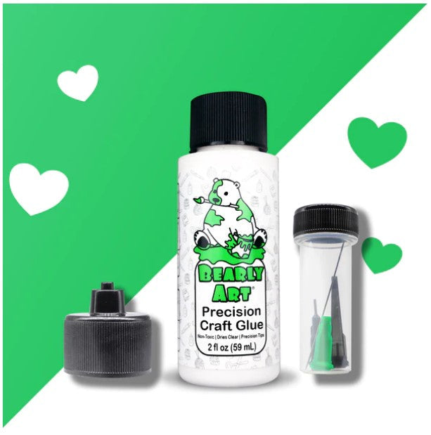Bearly Art - Precision Craft Glue - The Mini. 2 FL Oz, Tip Kit, Tip Cap. CLEAR & FAST-DRYING, MULTIPLE-SIZED TIPS, WRINKLE & CLUMP RESISTANT, NON-TOXIC & FREEZE/THAW STABLE. Available at Embellish Away located in Bowmanville Ontario Canada.
