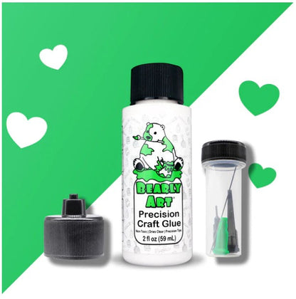 Bearly Art - Precision Craft Glue - The Mini. 2 FL Oz, Tip Kit, Tip Cap. CLEAR & FAST-DRYING, MULTIPLE-SIZED TIPS, WRINKLE & CLUMP RESISTANT, NON-TOXIC & FREEZE/THAW STABLE. Available at Embellish Away located in Bowmanville Ontario Canada.