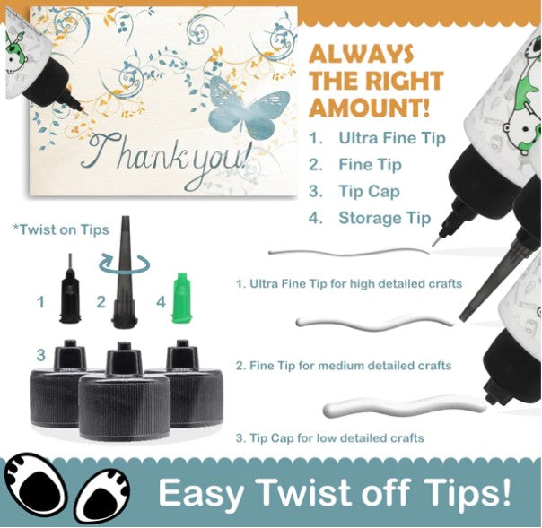 Bearly Art - Precision Craft Glue - The Mini. 2 FL Oz, Tip Kit, Tip Cap. CLEAR & FAST-DRYING, MULTIPLE-SIZED TIPS, WRINKLE & CLUMP RESISTANT, NON-TOXIC & FREEZE/THAW STABLE. Available at Embellish Away located in Bowmanville Ontario Canada.