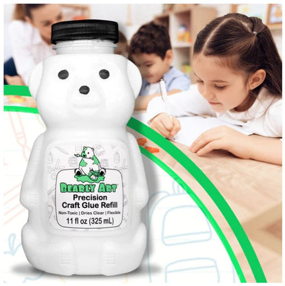 Bearly Art - Precision Craft Glue - The Refill.11 Fl Oz Bear Refill. CLEAR-DRYING, WRINKLE & CLUMP RESISTANT, NON-TOXIC & FREEZE/THAW STABLE. Available at Embellish Away located in Bowmanville Ontario Canada.