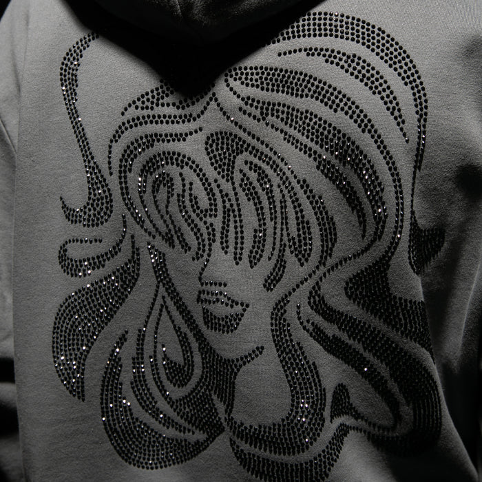 368219 Beautiful Trip Rhinestone Hoodie (Charcoal)