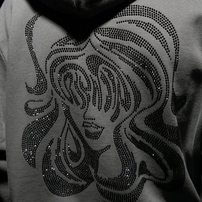 368219 Beautiful Trip Rhinestone Hoodie (Charcoal)