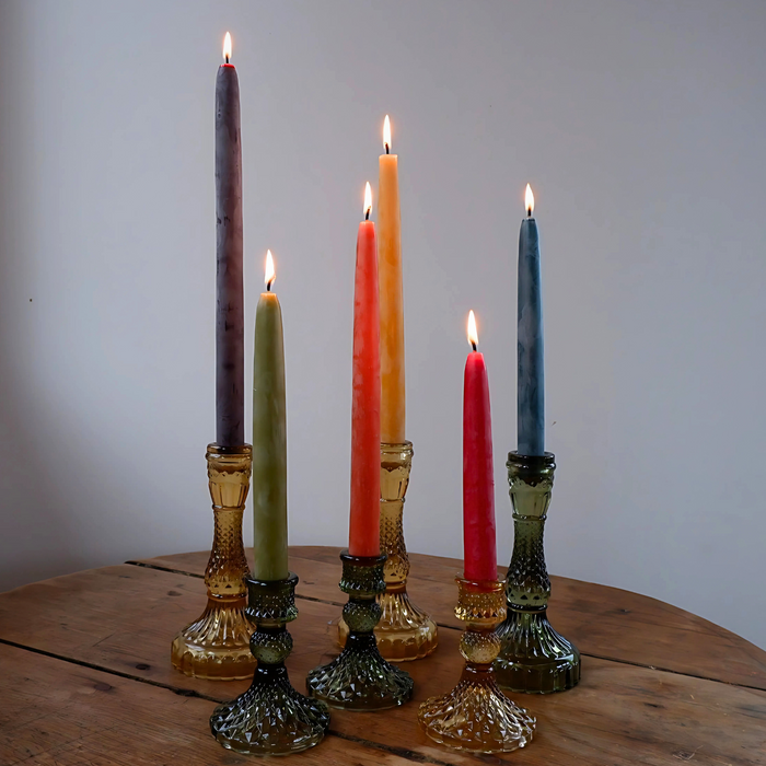Beeswax Rounded Top Taper Candle Pair
