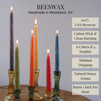 Beeswax Rounded Top Taper Candle Pair