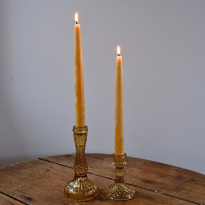 Beeswax Rounded Top Taper Candle Pair