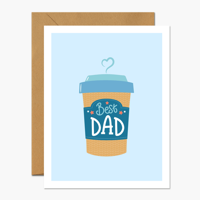 Best Dad Coffee Cup - Fathers Day Card - Footnotes Paper