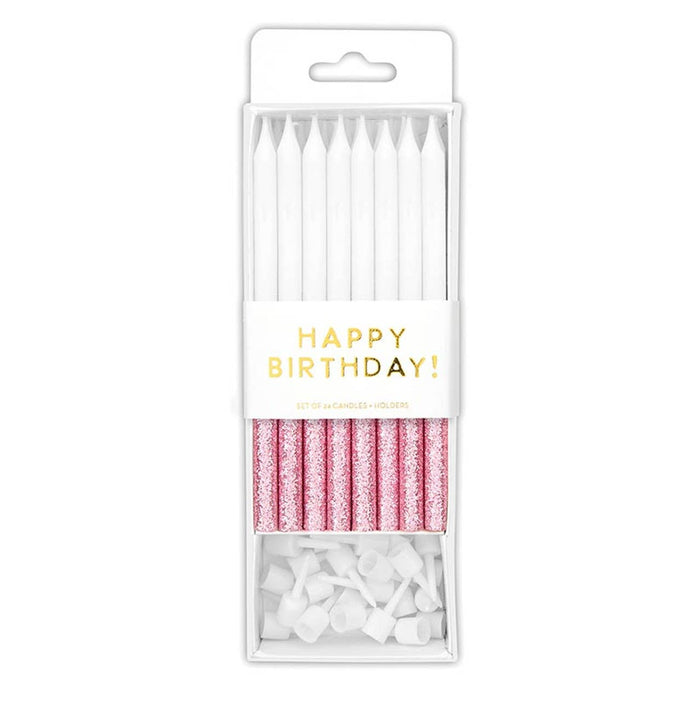 Birthday Candles - Pink Glitter Dip