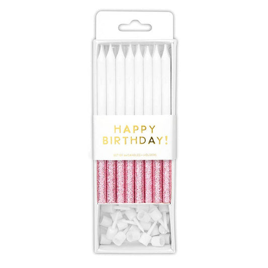 Birthday Candles - Pink Glitter Dip