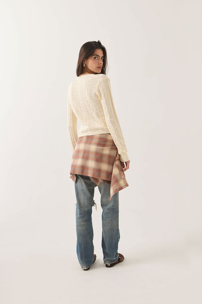 Women's Bixby Lightweight Cardigan in the color Wax Paper - Women's Side View
