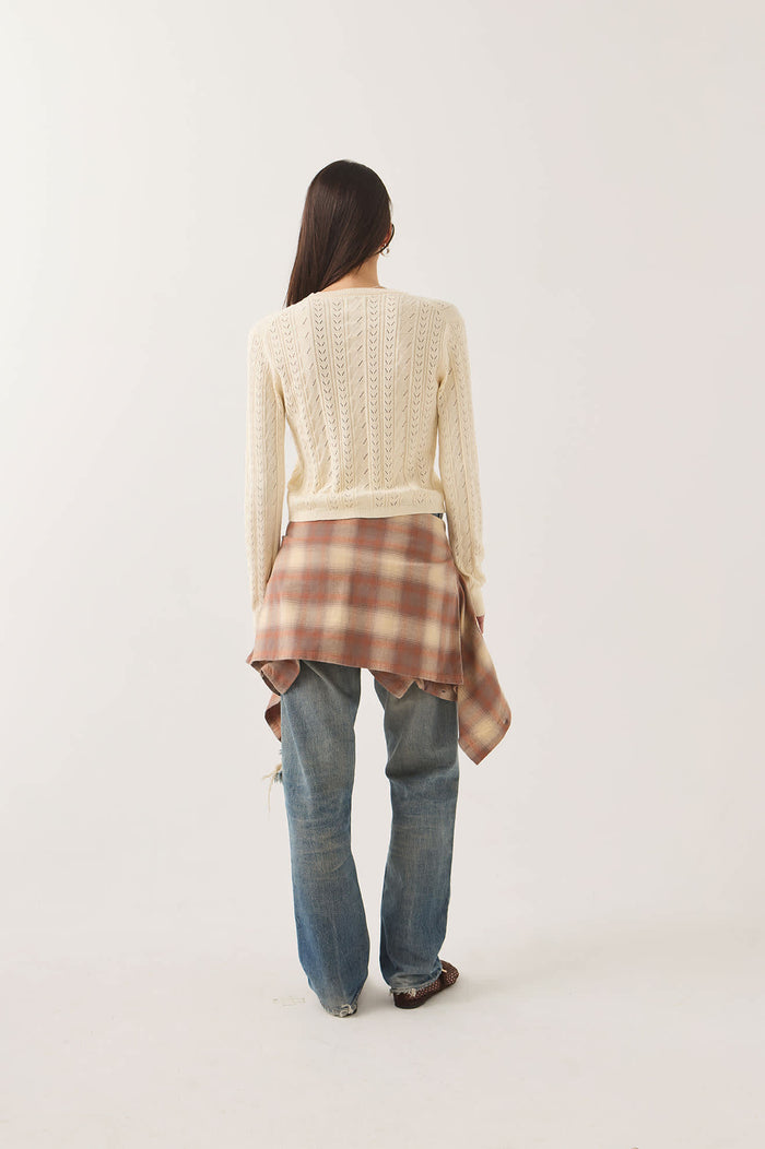 Women's Bixby Lightweight Cardigan in the color Wax Paper - Women's Back View