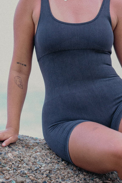 Black Acid Wash - Leisurewear Bodysuit - Salted Surf Co.