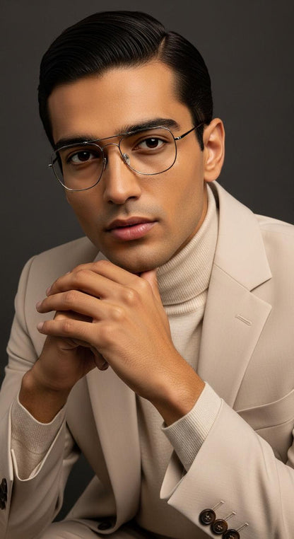 Black & Silver Aviator Full Rim