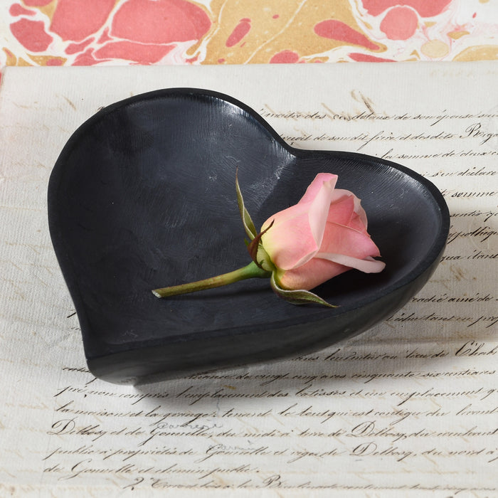 Black Soapstone Heart Bowl