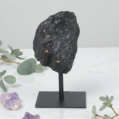 Black Tourmaline Raw on Stand