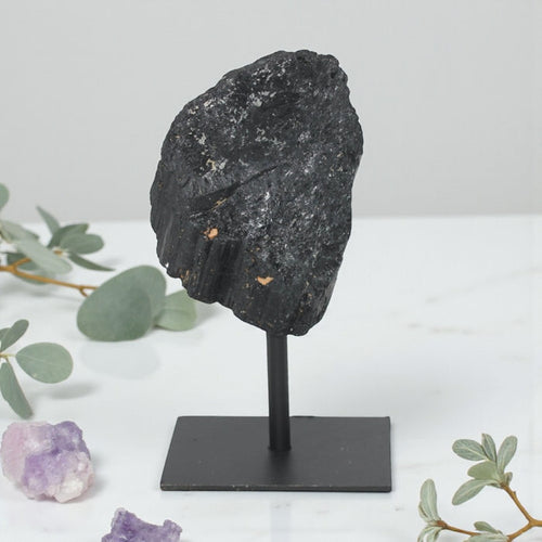 Black Tourmaline Raw on Stand