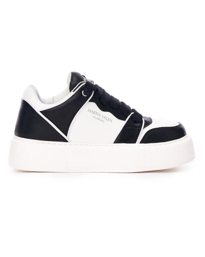 Martin Valen Black-White Bicolor High Sneakers side view