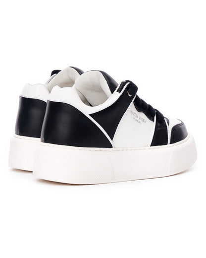 Martin Valen Black-White Bicolor High Sneakers rear three-quarter view