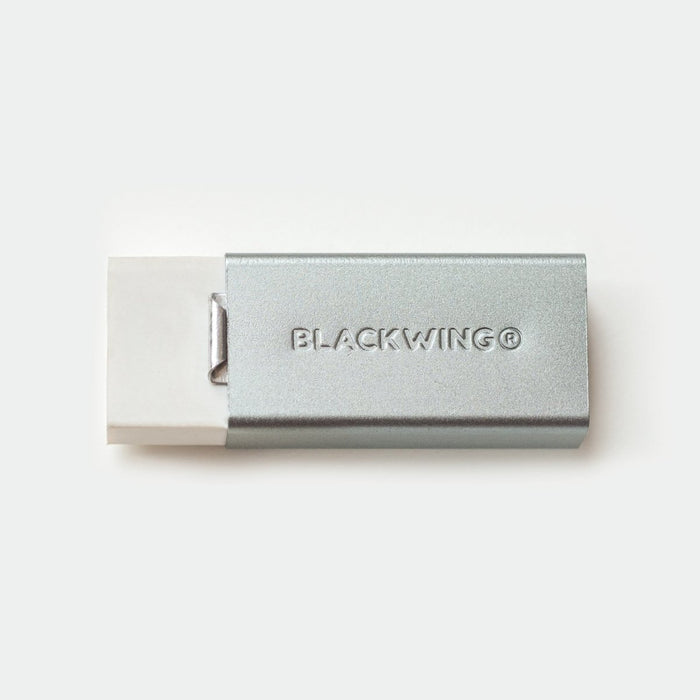 Blackwing Soft Handheld Eraser in white with silver holder