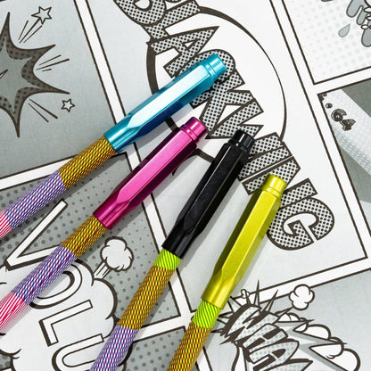 Blackwing Volume 64 Point Guards, pink, blue, black, and gold