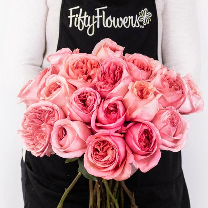 Pink Expression Garden Roses in Hand