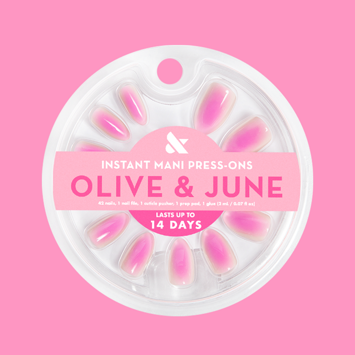 Blush Aura - Press-On | Medium | Almond bright pink radial effect medium almond-shaped false nails for quick at-home mani