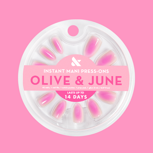 Blush Aura - Press-On | Medium | Almond bright pink radial effect medium almond-shaped false nails for quick at-home mani