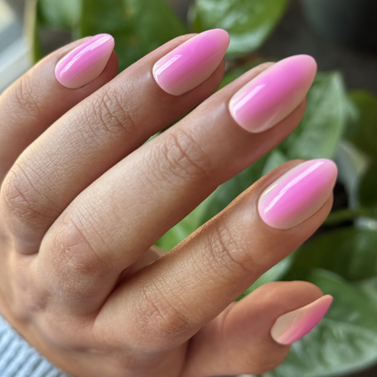Blush Aura - Press-On | Medium | Almond medium almond-shaped false nails with bright pink radial manicure effect for quick at-home use