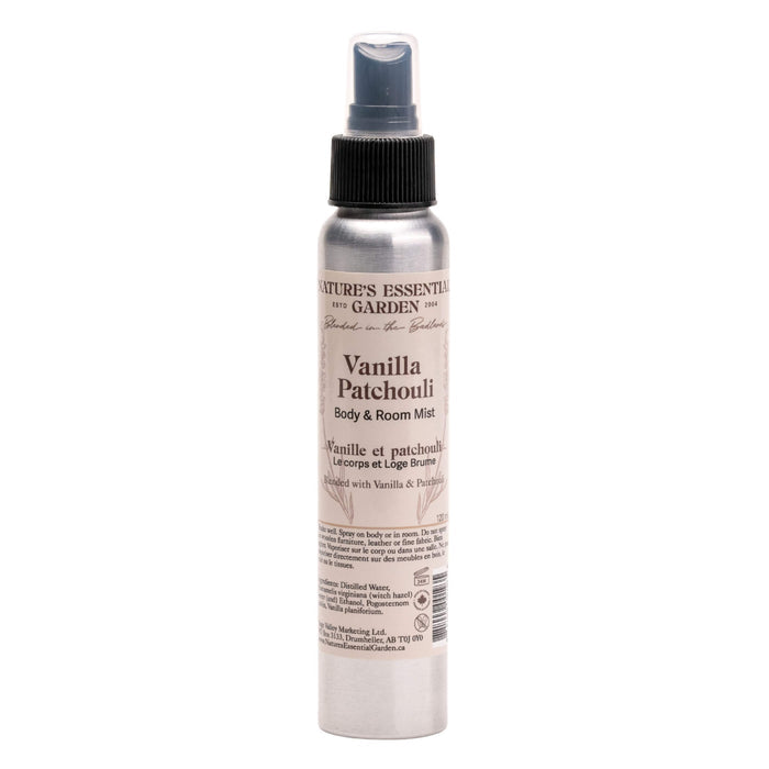 Spray Bottle of Nature's Essential Garden Body & Room Spray - Vanilla Patchouli 120ml