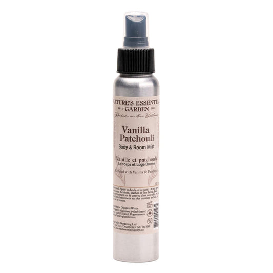 Spray Bottle of Nature's Essential Garden Body & Room Spray - Vanilla Patchouli 120ml