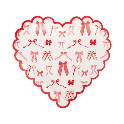 Bow Pattern Scalloped Heart Shapped Plate