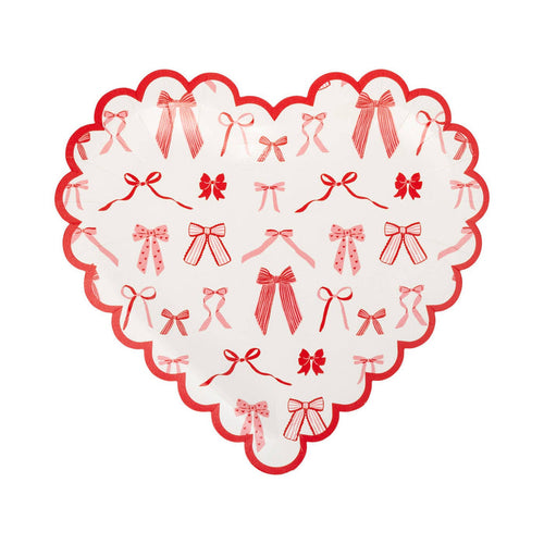 Bow Pattern Scalloped Heart Shapped Plate