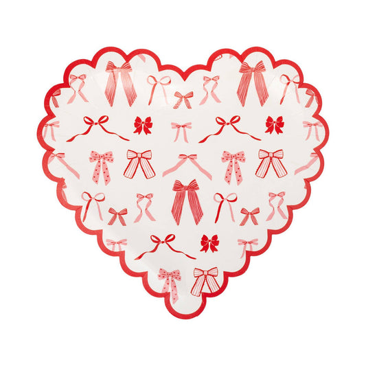 Bow Pattern Scalloped Heart Shapped Plate