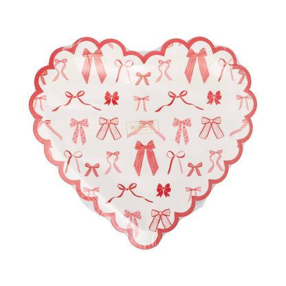 Bow Pattern Scalloped Heart Shapped Plate