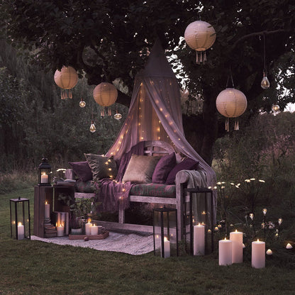 Bowen Black Garden Lantern Duo with TruGlow® Candles