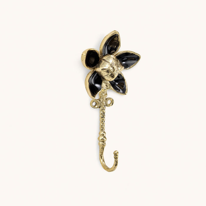Brass Liv Black Flower Wall Hook