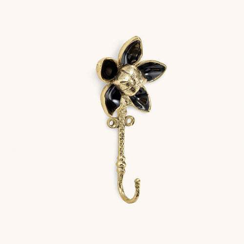 Brass Liv Black Flower Wall Hook