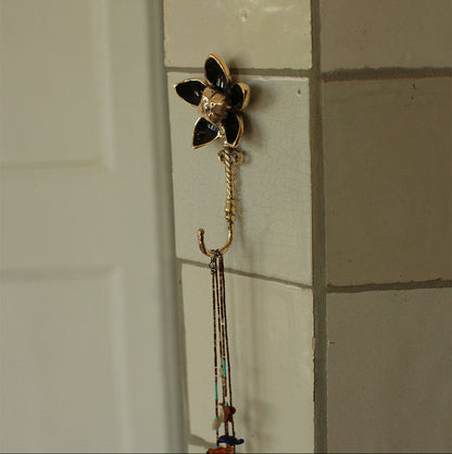 Brass Liv Black Flower Wall Hook
