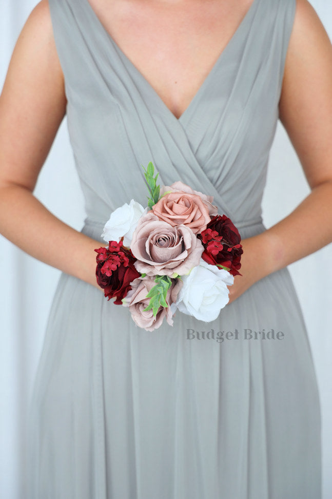 Bridal Wedding Bouquet in Burgundy and Mauve - $39.50 | Nile Collection