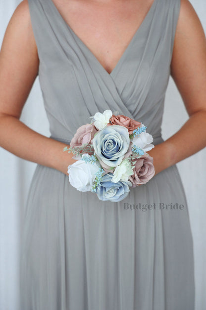Bridal Wedding Bouquet in Mauve and Dusty Blue - $39.50 | Isolde Collection