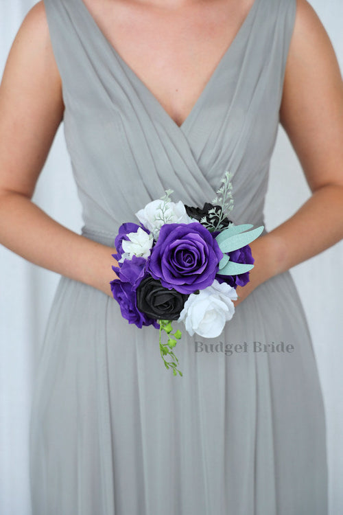 Bridal Wedding Bouquet in Purple and Black - $39.50 | Cillian Collection