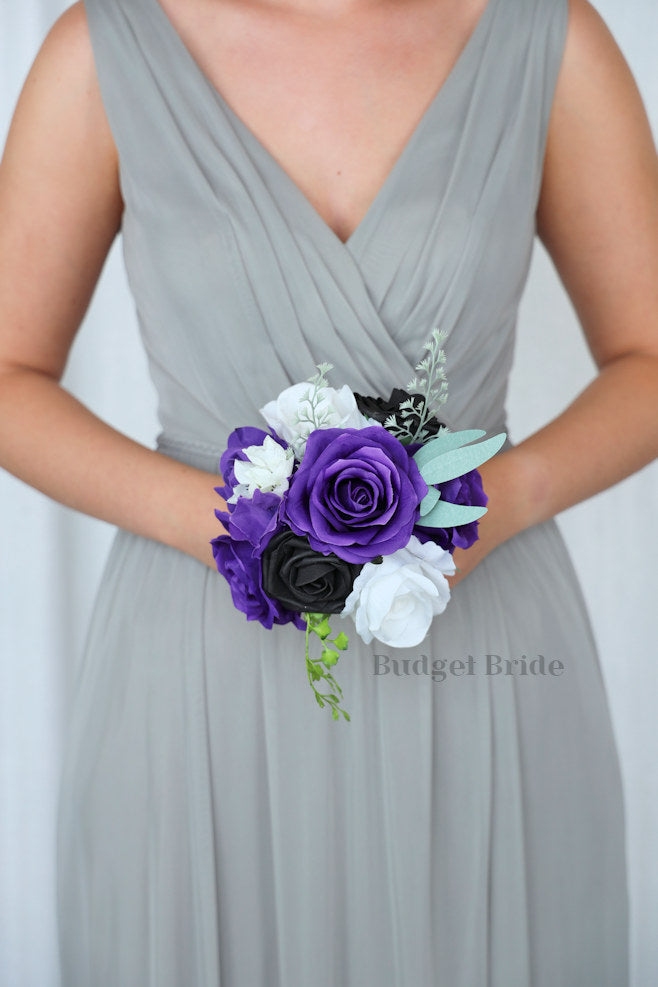 Bridal Wedding Bouquet in Purple and Black - $39.50 | Cillian Collection