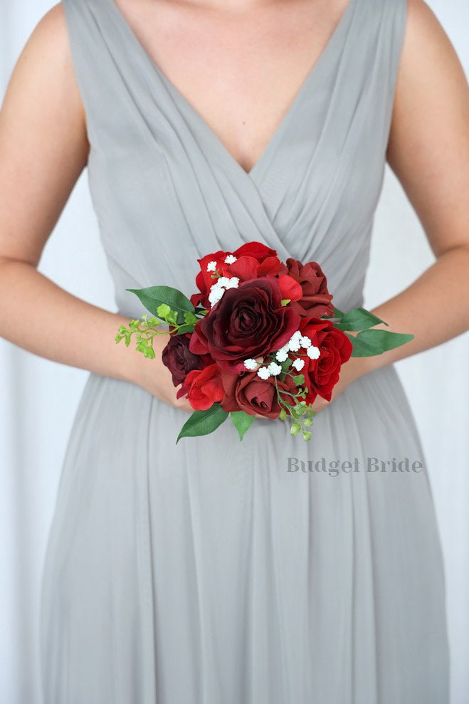 Bridal Wedding Bouquet in Red and Wine - $39.50 | Fergal Collection